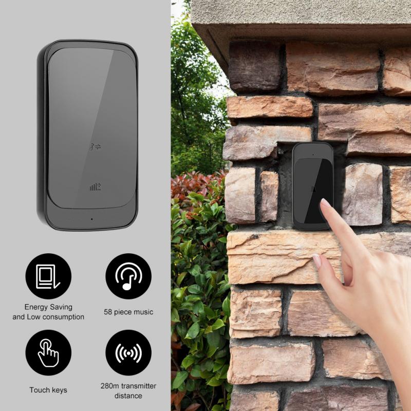 bell smart doorbell 110-240V 280M Wireless Doorbell Slim Remote Control Intelligent Door Bell Ring door bell waterproof no