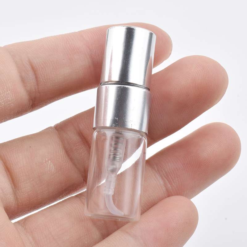 100 stks/partij 2 ml hervulbare parfumflesje lege spuitfles verstuiver parfumflesjes: Zilver