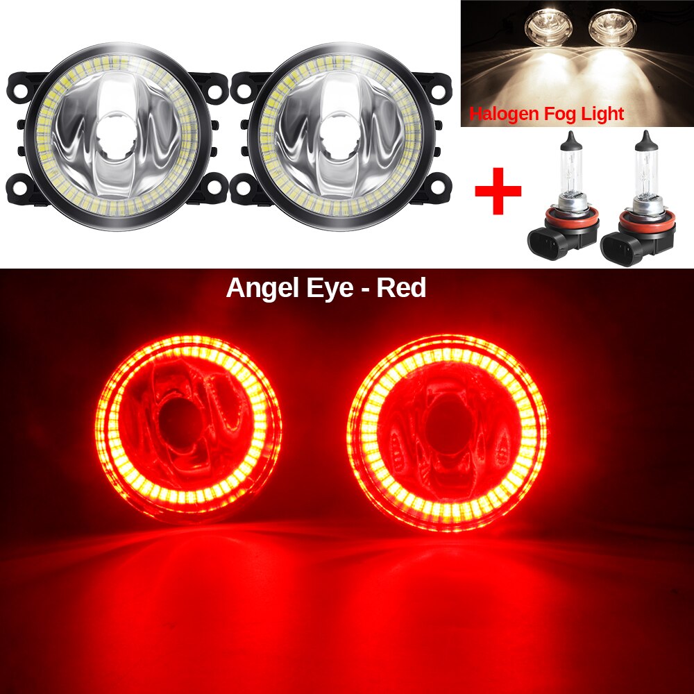 Angel Eye Mistlamp Auto Halo Ring Fog Lamp Drl H11 12V Voor Mitsubishi L200 Pajero Outlander Colt Triton eclipse Endeavor Galant: Warm White and Red