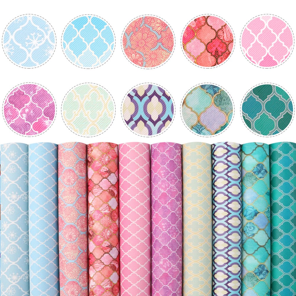 Assorted Printed Faux Leather Fabric For Sewing Artificial Synthetic PVC For DIY Bag Shoes Material Earrings Bows ,1Yc13592: 1103639001