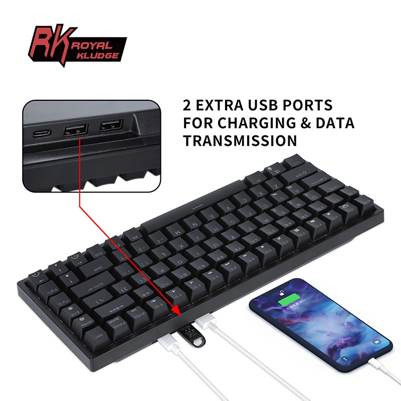 ! RK84 75% RGB Triple Mode Mechanical Keyboard BT5.0/2.4G/USB-C 84 Swappable Bluetooth Wireless Gamer Keyboard