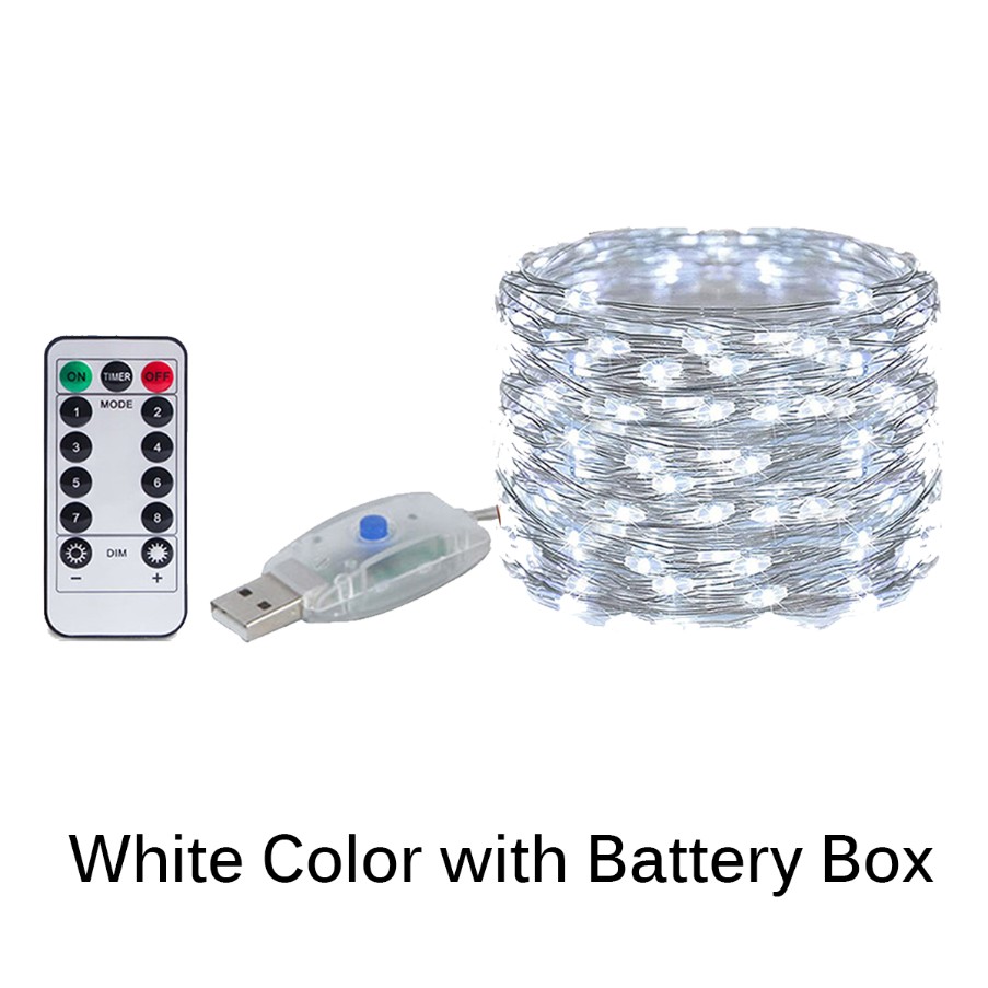 LED Koperdraad String Lamp USB Batterij Aangedreven Fairy Lamp Camping Tuin Thuis Feest Verjaardag Decoratie Krans: Cold White / 350W