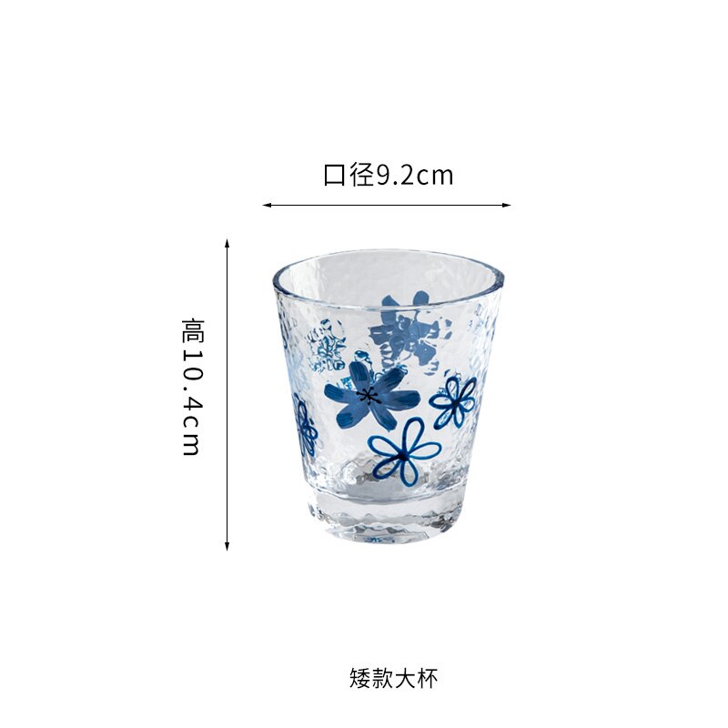Japansk handmålad glas hammare fruktjuice vin kopp te vatten drickskopp: 330ml