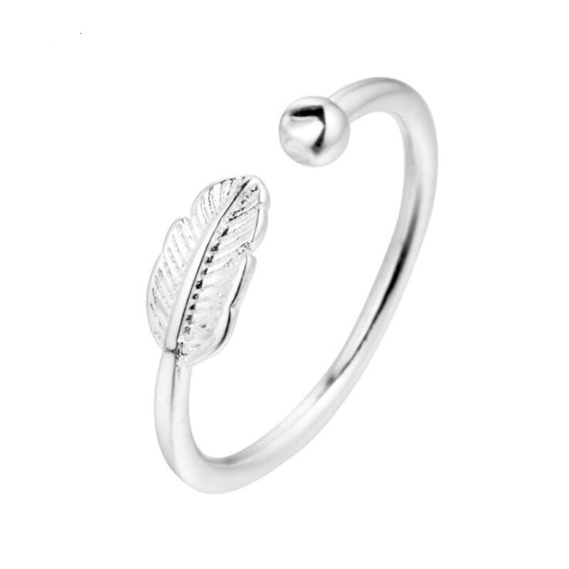 Bagues d'atmosphère en argent Sterling 925, bijoux de personnalité de , plume femelle feuille Simple d'ouverture, SR268