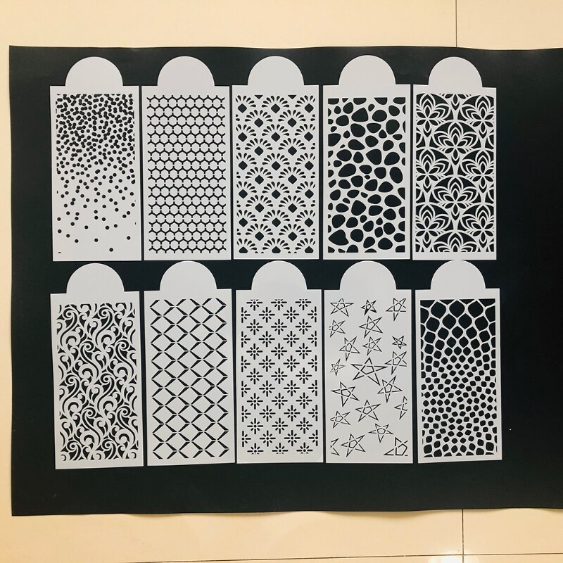 10pcs DIY Geometric Shape Drawing Stencils Templates Embossing Paper Card Painting Scrapbooking Stamp Album Decoration 87HA