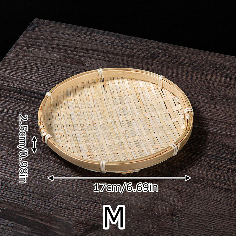 Cesta tejida de bambú, bandeja plana de mimbre redonda, cesta de frutas tejida, almacenamiento de alimentos, bandeja poco profunda, bandeja decorativa para servir para el hogar y la cocina: Verde