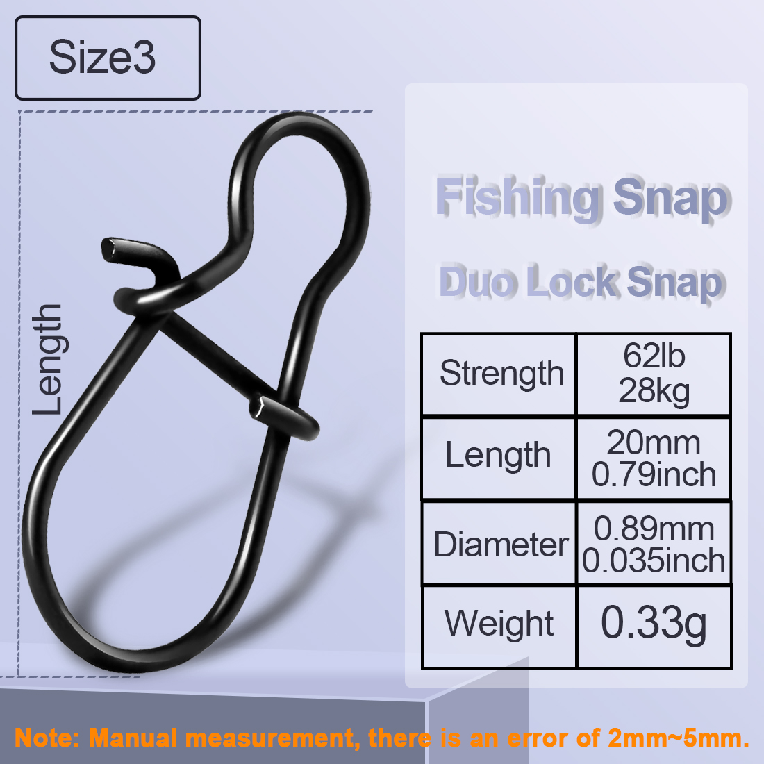 FishTrip Fishing Snap Matte Duo Lock Snap with Carabiner Fishing Connector Stainless Steel Frosted Surface Terminal Tackle: 13 / Light Grey