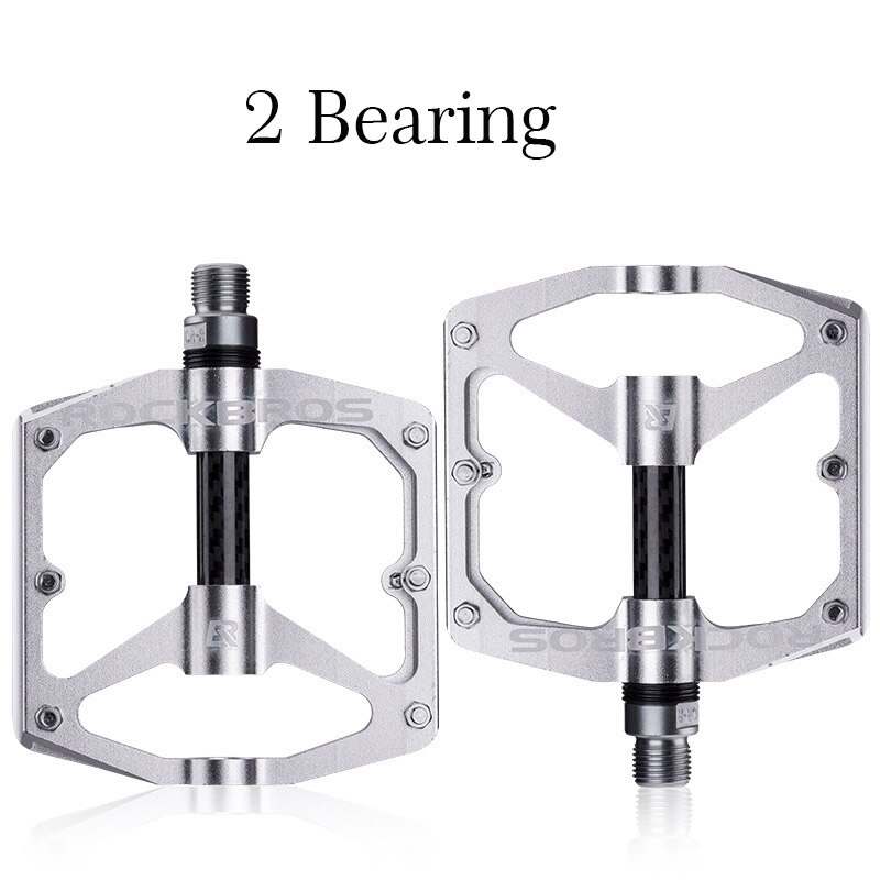 ROCKBROS Bearings Bicycle Pedal Anti-slip Ultralight MTB Mountain Bike Pedal Sealed Aluminium Alloy Bicicleta Bike Pedals: Silver 2