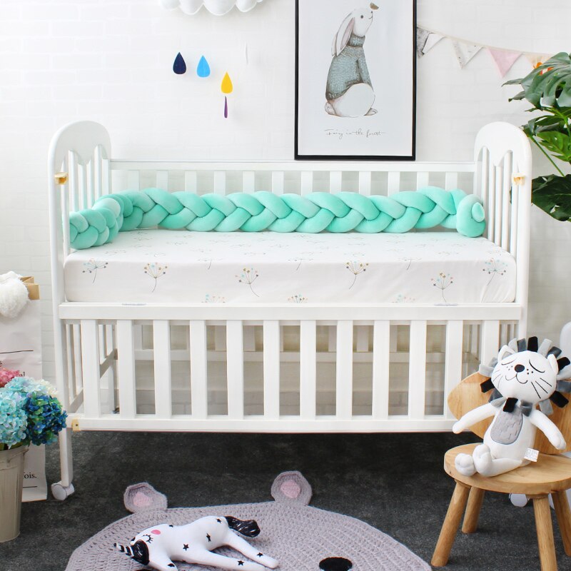 200 cm Lengte Baby Bed Bumper Pure Kleur Weven Pluche Babybedje Protector Voor Pasgeborenen Baby Kamer Decoratie
