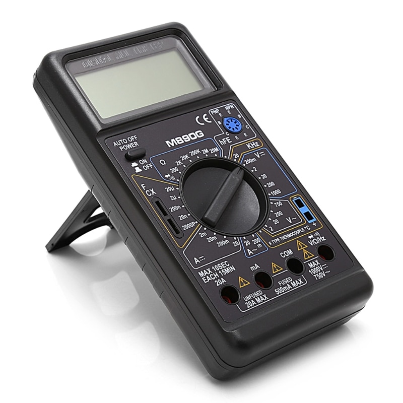 M890G Digital Multimeter DMM AC DC Volt Amp ohm Temperature Meter Frequency
