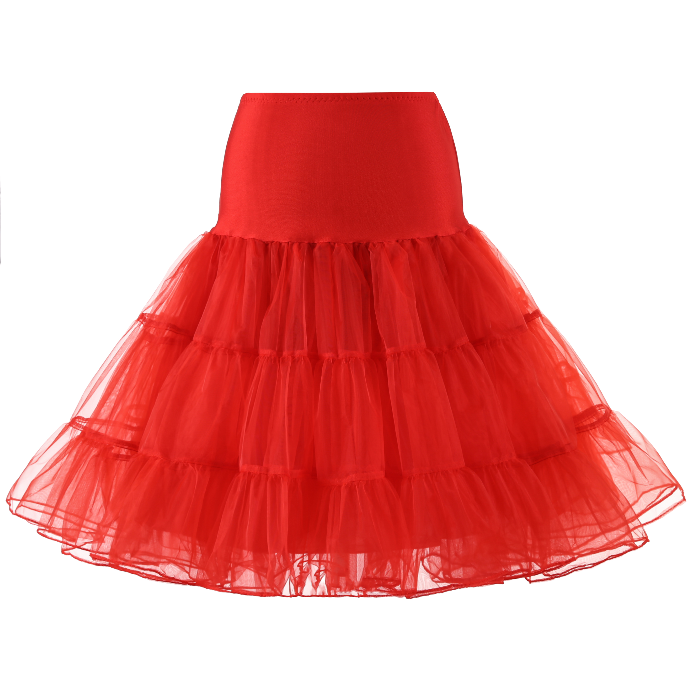 Enagua de tul vintage de los años 50 para mujer, media falda tutú deslizante: S / Rojo