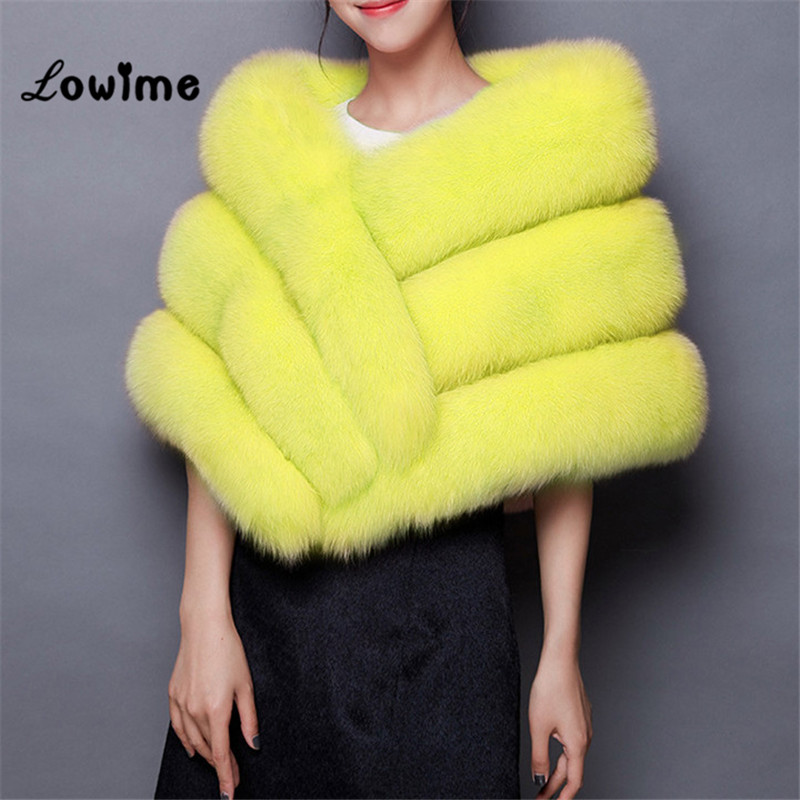 Multi Farbe Auf Lagerbier Bolero Frauen Faux Fell Hochzeit Jacke Günstige Pelz Schal Braut zucken Kap Mariage Winter Braut Mantel Neue