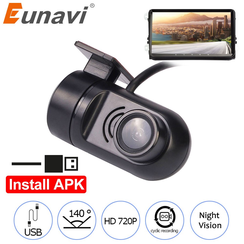 Eunavi Auto Dvr Camera 140 Graden Hd 720P Front Dash Camera Voor Android Autoradio Speler Usb Dvr Camera