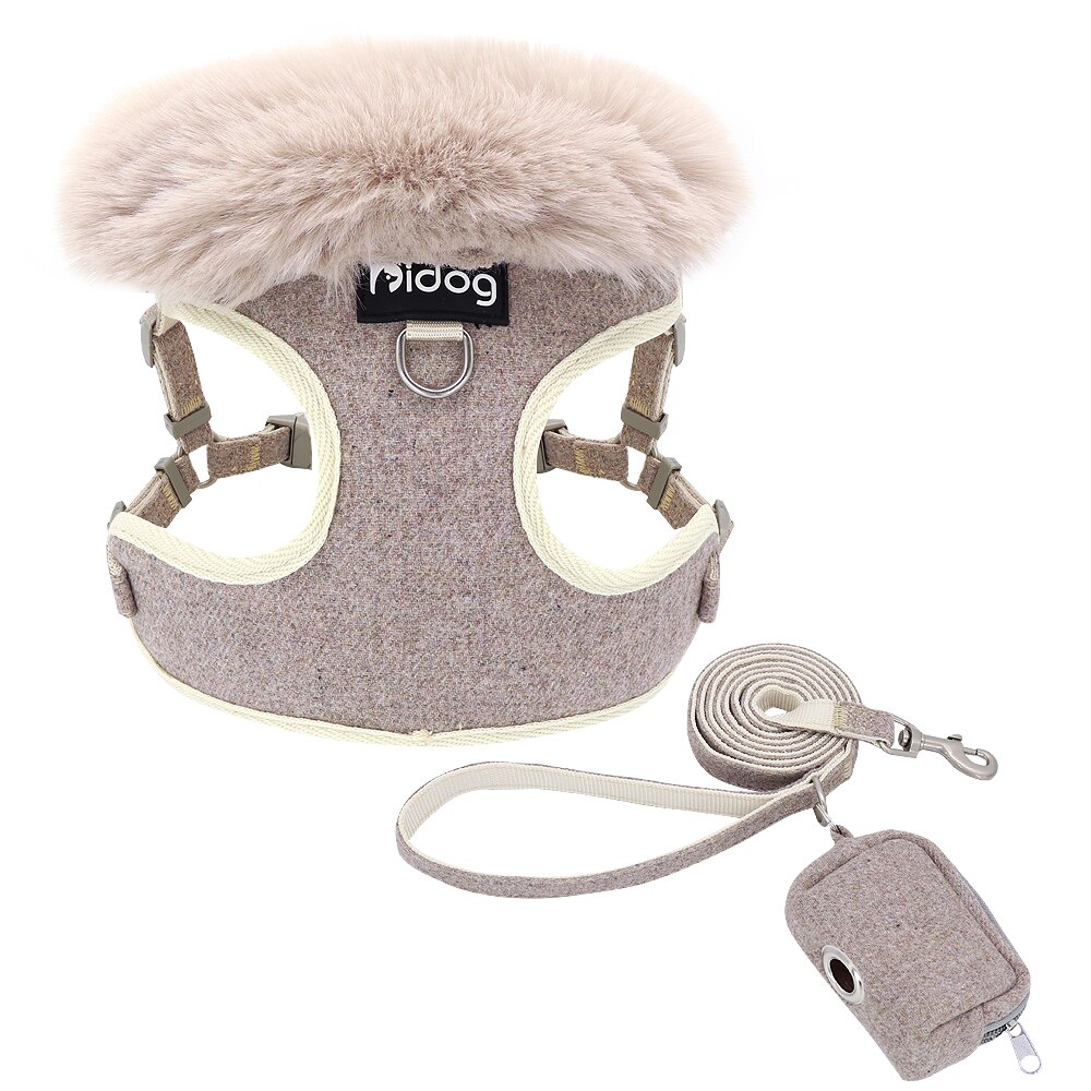 Soft Warm Pet Dog Cat Harness Leash Set Adjustable Puppy Kitten Harnesses Vest For Small Medium Large Dogs Cats Chihuahua Yorkie: Brown / M