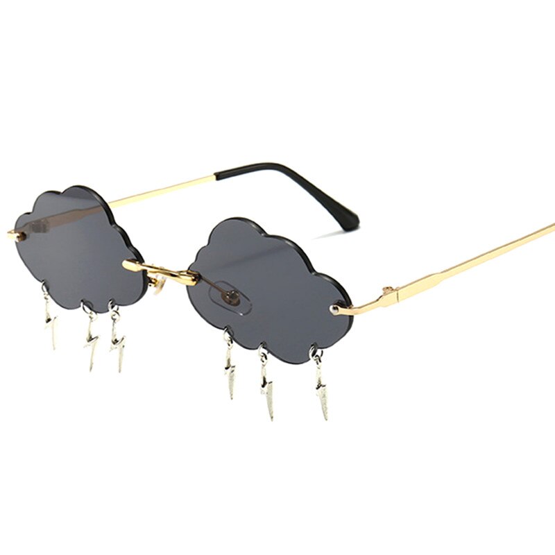 Randloze Zonnebril Vrouwen Vintage Wolken Tassel Steampunk Zonnebril Mannen Frameloze Punk Bril Shades UV400 Driver Bril: Gray