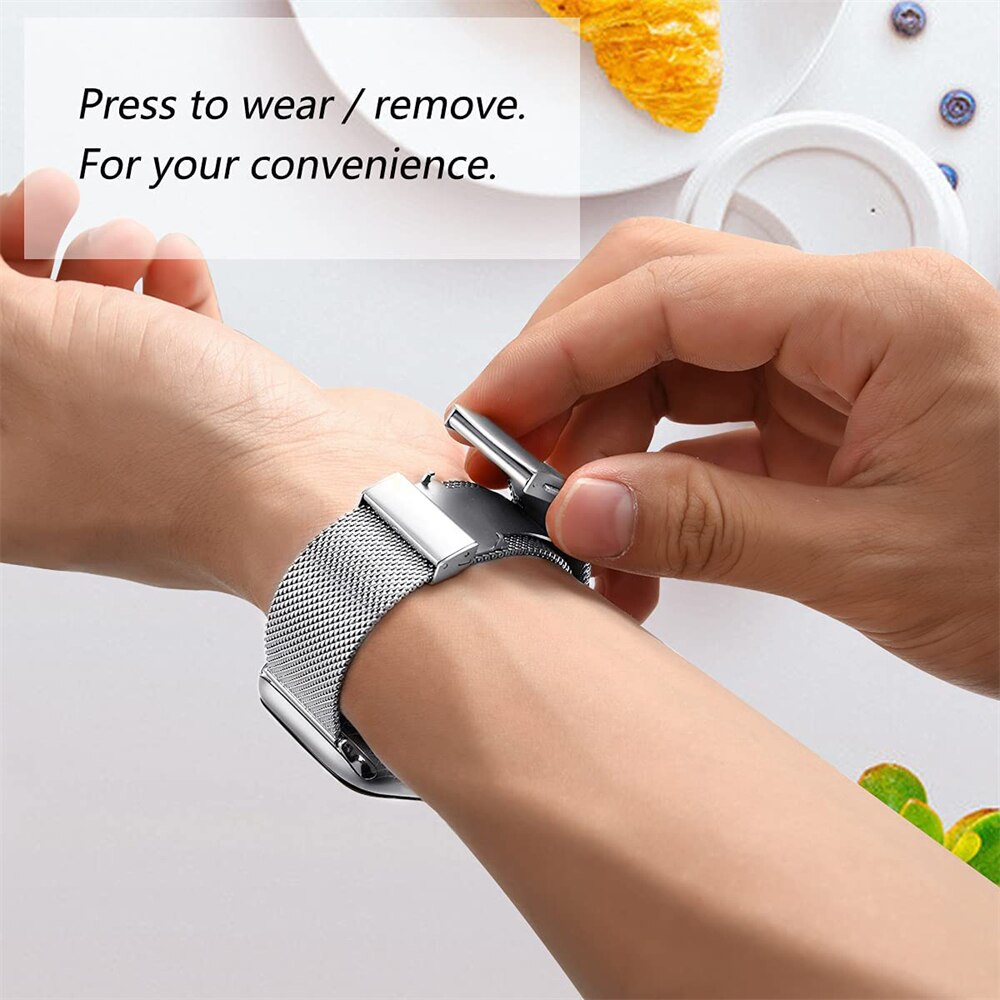 Essidi Milanese pasek z zapięciem motylkowym dla Fitbit Versa 3 2 1 Versa Lite siatka ze stali nierdzewnej Watch Band Loop dla Fitbit Sense