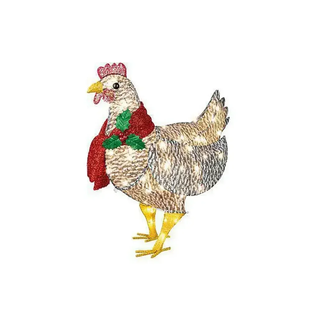 Courtyard Christmas Led Night Lights Outside Garden Decoration Ornaments Chicken Hen Glowing Pastoral Chickens Lamps: army green