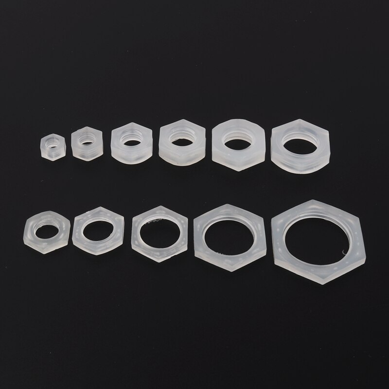 20pcs 4mm Thick Plastic Nut Female Thread Nylon Hex Nuts 1/8''1/4''3/8''1/2''3/4'' Plastic Hexagon Nuts
