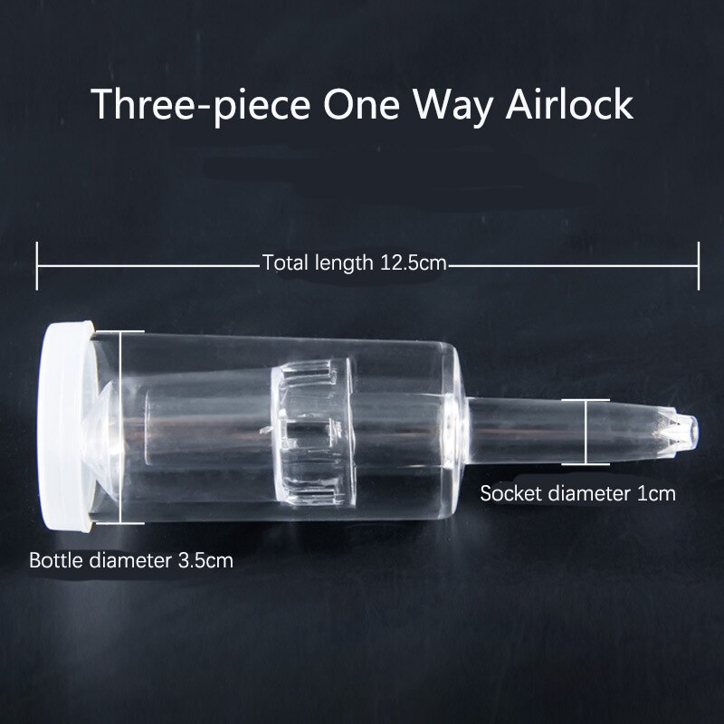 One-Way Wine Airlock Beer Brewing Fermentation Exhaust Check Valve Plastic Air Lock Water Seal Homemade Winemaking Tools: Threepiece Airlock