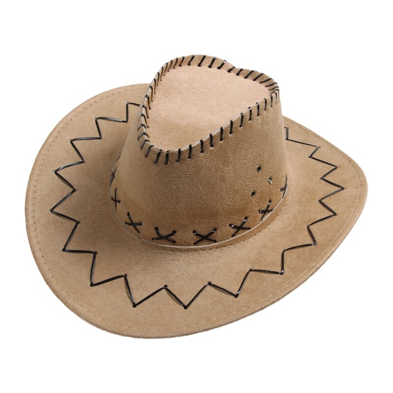 Retro Jazz Hat Wide Brim Trendy Basin Hat Unisex Vintage Western Cowboy Hat All-match Outdoor Sun Protection for Men Women: Camel