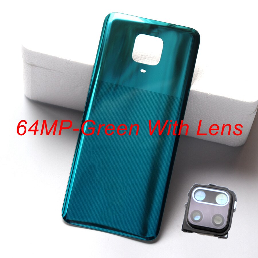 Back Glass Cover for Xiaomi Redmi Note 9 Pro 9S Battery Cover Rear Housing Door Glass Panel Case for Redmi Note 9S Battery Cover: 64MP-Green With Lens