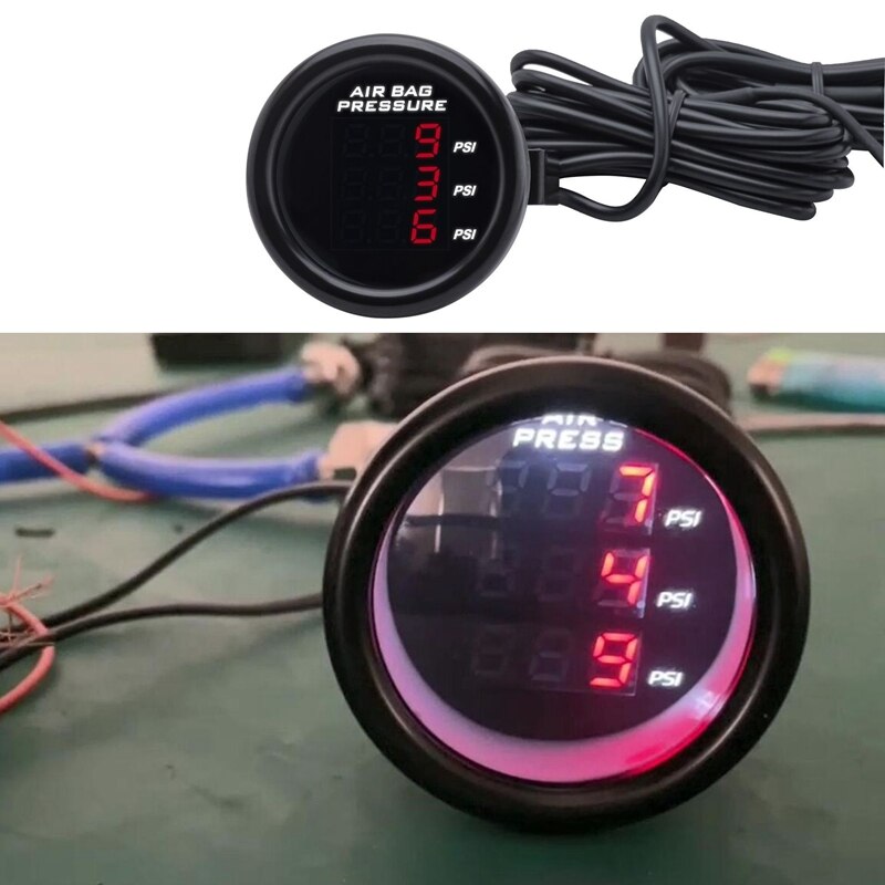 Three-Display Air Pressure Gauge PSI Air Suspension with 3Pieces 1/8NPT Electrical Sensors