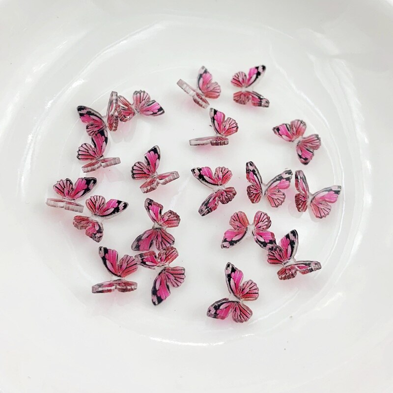 Stijl 8 Kleur Vlinder Nail Art Strass 3D Hars Vlinder Nail Decoratie Materialen Diy Nail Accessoires 10 Stks/partij: E623