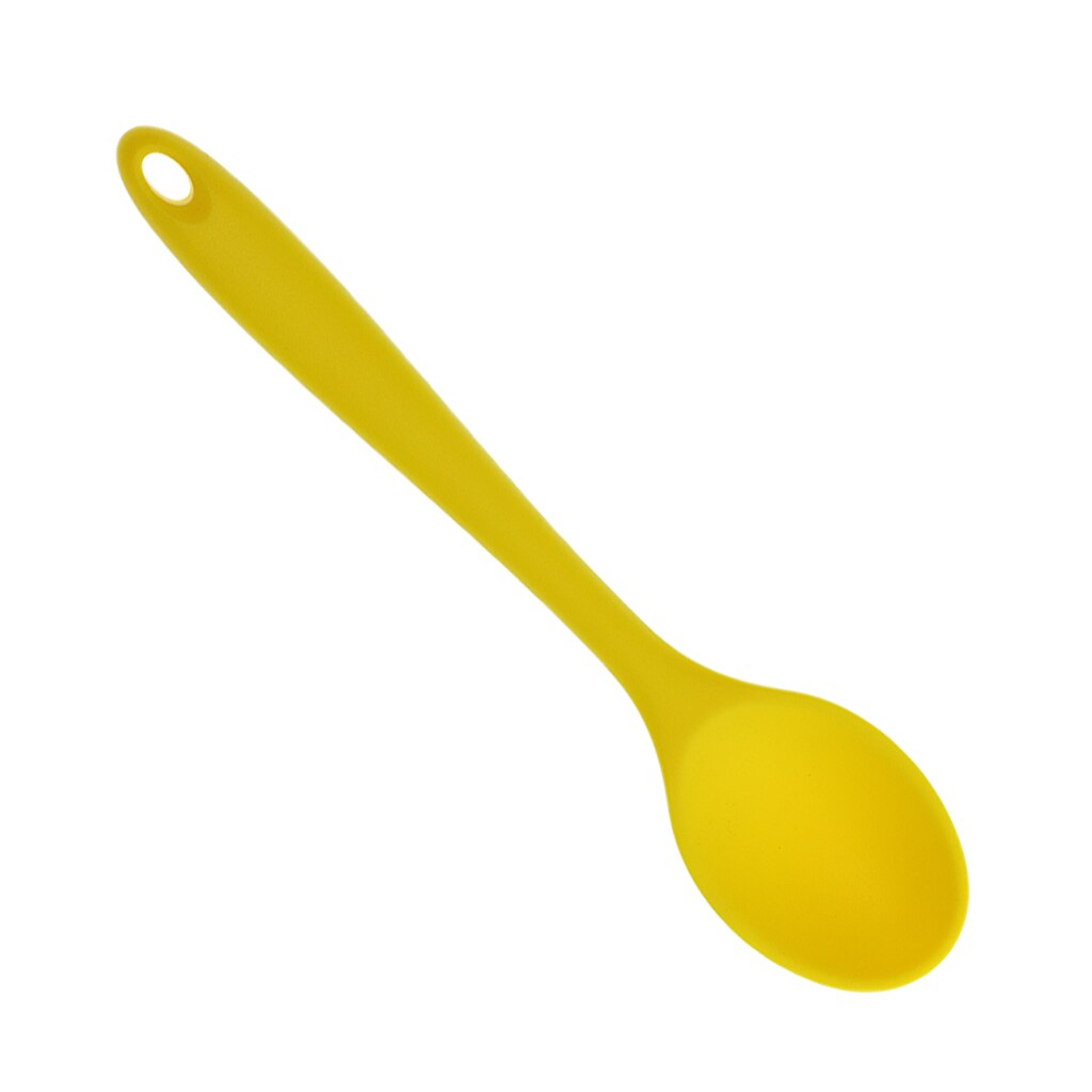 Dinner Table Soup Spoon Silicone Tablespoon Long Handle Flatware 20.5x4.5cm: Yellow