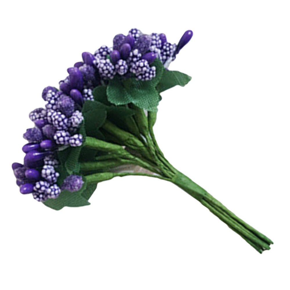 12pcs/bunch Mini Artificial Pip Berry Picks Fruit Flower Stamens for DIY Wedding Christmas Garland Box Scrapbooking Decoration (: Purple