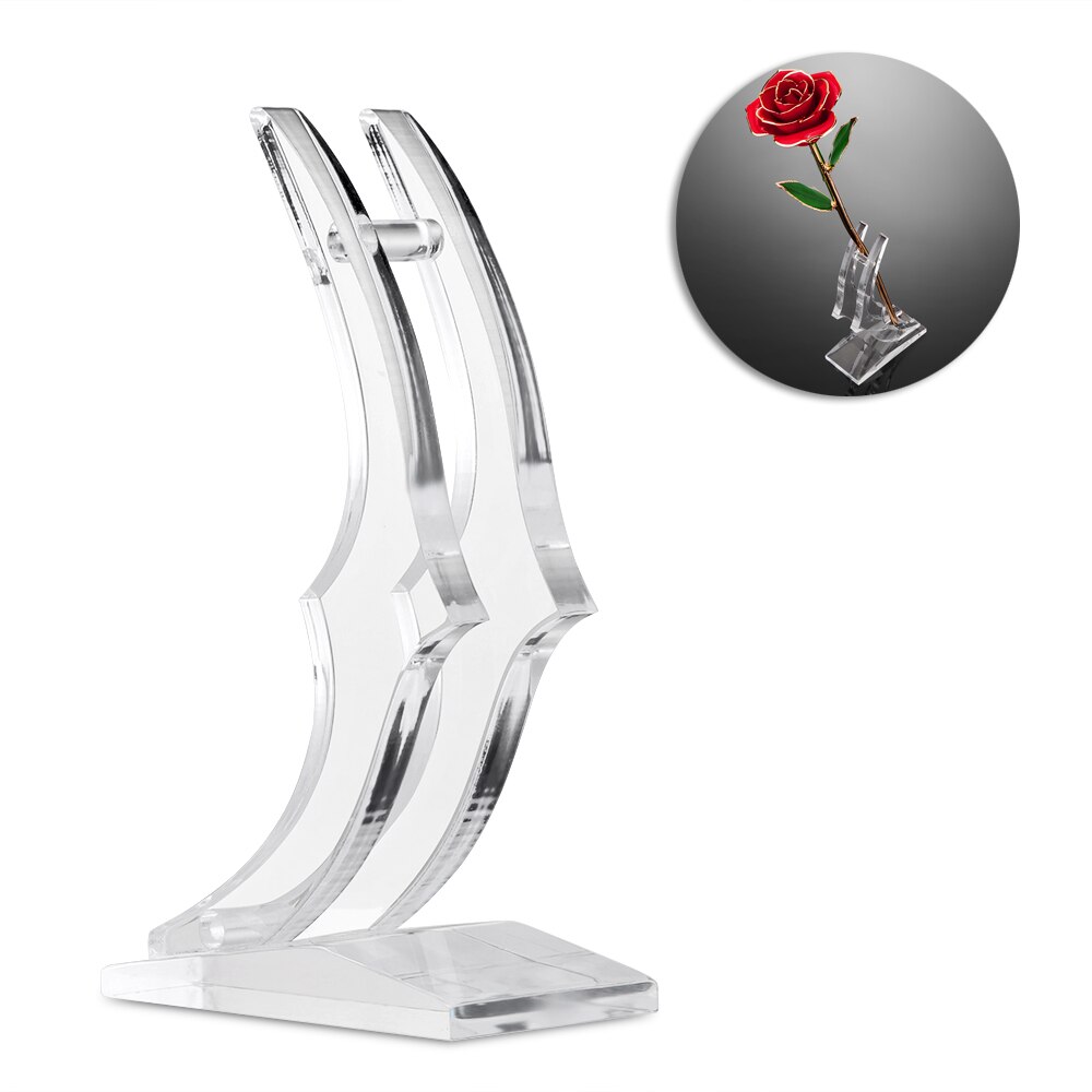 Acrylic Transparent Rose Flower Stand Rose Stand Vase Holder For Long Stem 24K Gold Plated Rose Home Decoration