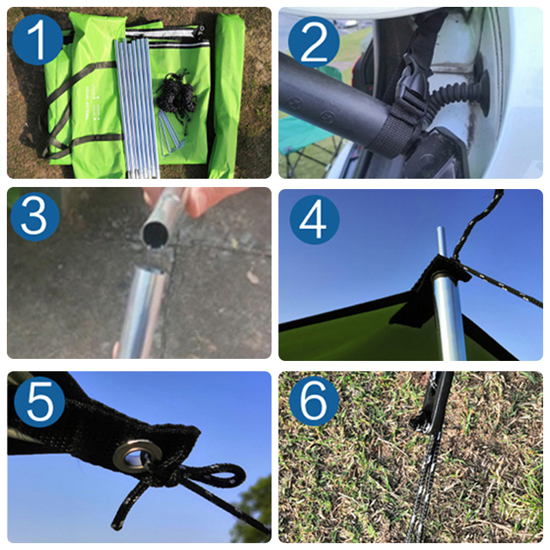 Camping Side Car Roof Top Tent Automobile Rooftop Rain Canopy Car Shelter Shade Waterproof UV Portable Outdoor Camping Tent