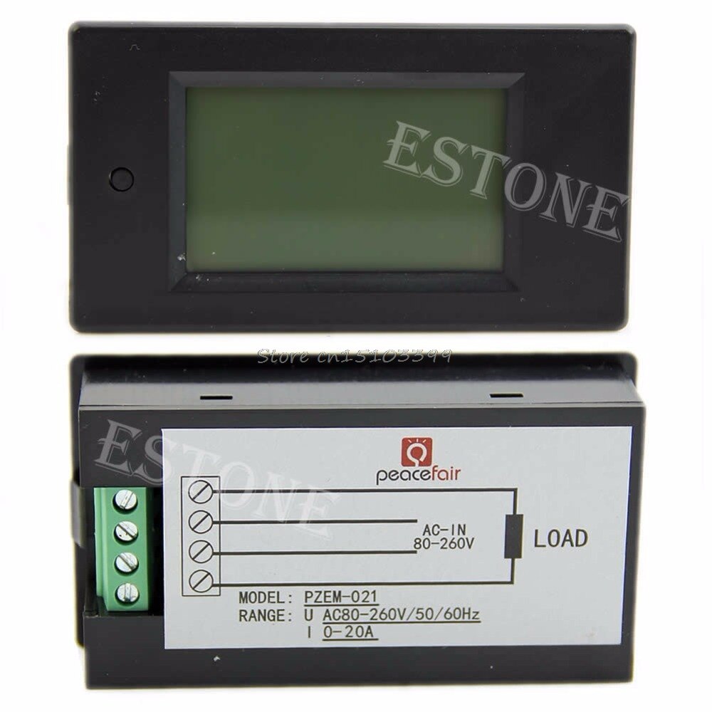 LCD Digital Volt Watt Power Meter Amperemeter Voltmeter AC 80-260V 20A