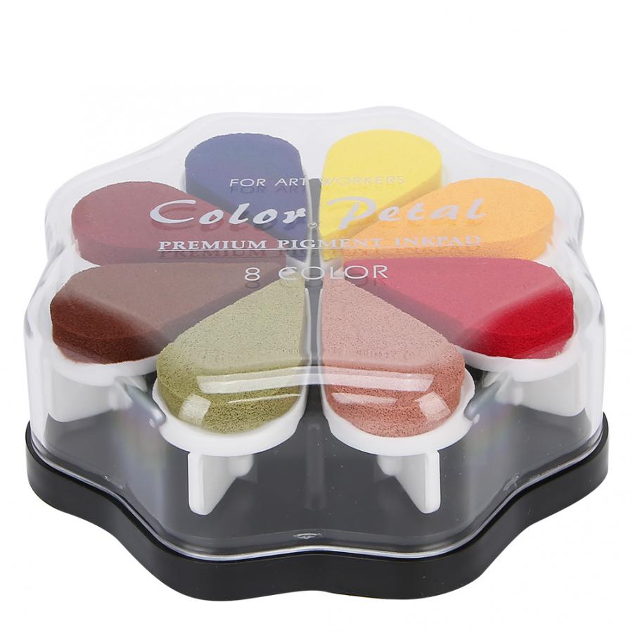 8 couleurs pétale forme calendrier livre Scrapbook coloré bricolage tampon encreur peinture accessoire bricolage tampon encreur: YELLOW