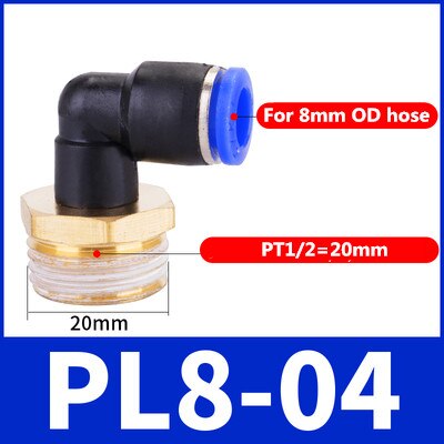 Pl albue 50 stk lot 4-m5 6-m5 lufttilslutning pneumatisk fitting hurtig fittings 1/8 &quot; 1/4 &quot; 3/8 &quot; 1/2 &quot; hantråd skubbes ind: 8-04