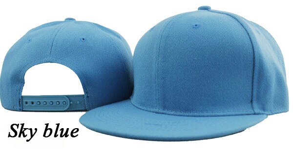Mode Unisex Pure Kleur Platte Rand Dans Hoed Hiphop Hoeden hiphop Cap Blanco Baseball Caps Mannen Vrouwen Snapbacks Verstelbare: Sky blue