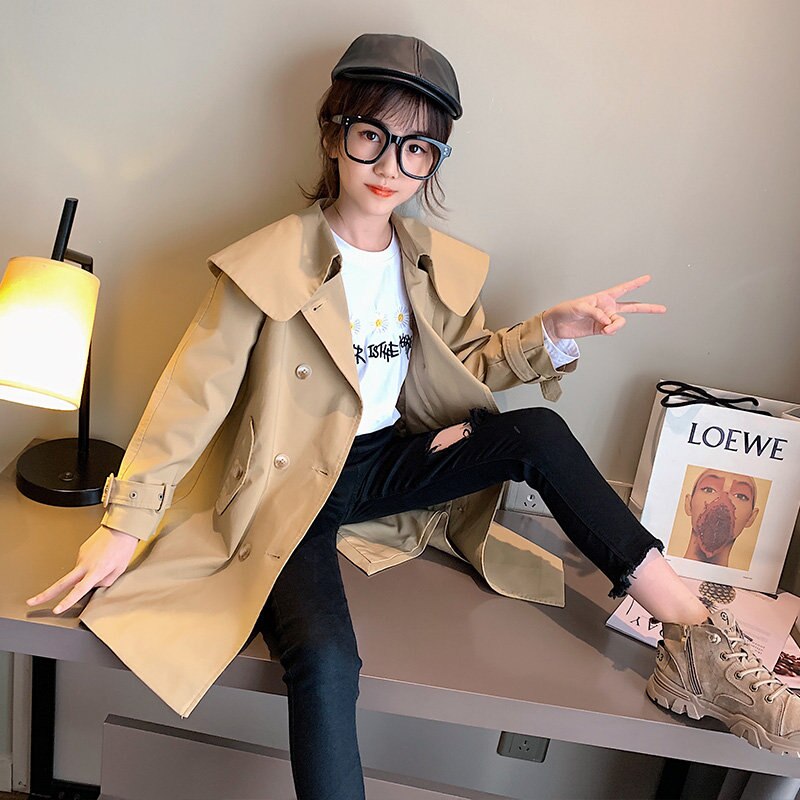 Nowe dziewczyny trencz odzież dziecięca dziewczyna trencz kurtka dla dzieci z kapturem dla dziewczyny płaszcze zimowe wykop wiatr kurz odzież wierzchnia