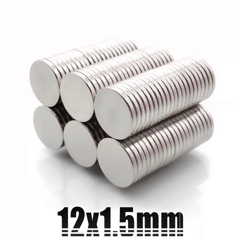 100pcsN35round magnet12x1 12x1.5 12x2 12x3 12x4 12x5 12x5 12x6permanent neodymium magnet ndfeb super strong powerful magnets12X1: 12x1.5(100Pcs)