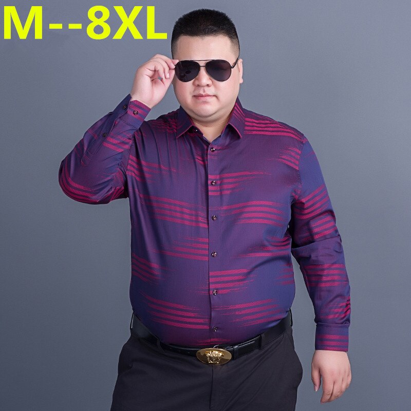 10xl 8xl 6xl 5xl 4xl vår høst bomull kjole skjorter herre fritidsskjorte tilfeldig menn pluss størrelse løs passform sosiale skjorter: 1 / 8xl