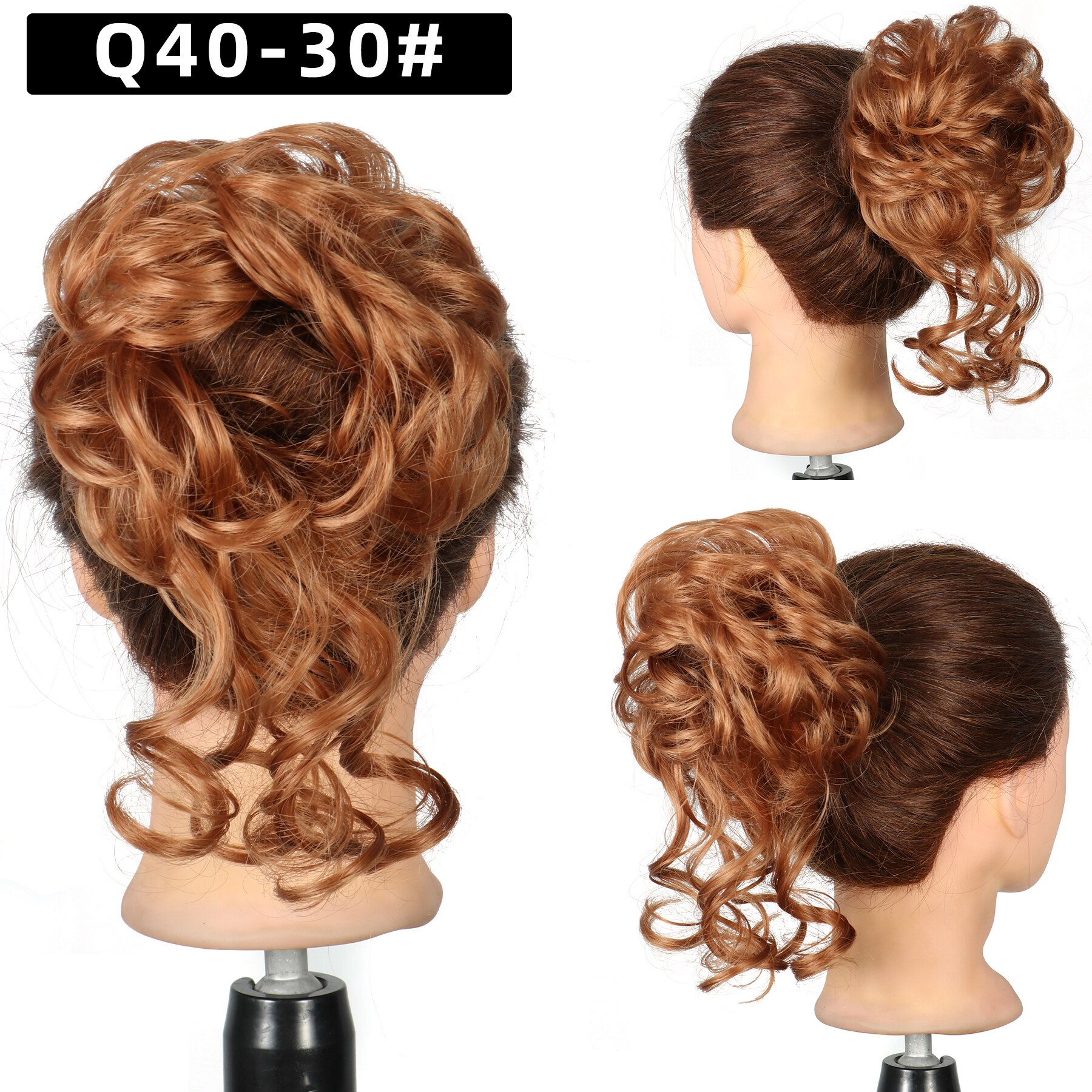 Synthetic Hair Bun Chignon Messy Curly Hair Band Elastic Scrunchy False Hair Pieces For Women Hairpins Black Brown: 30