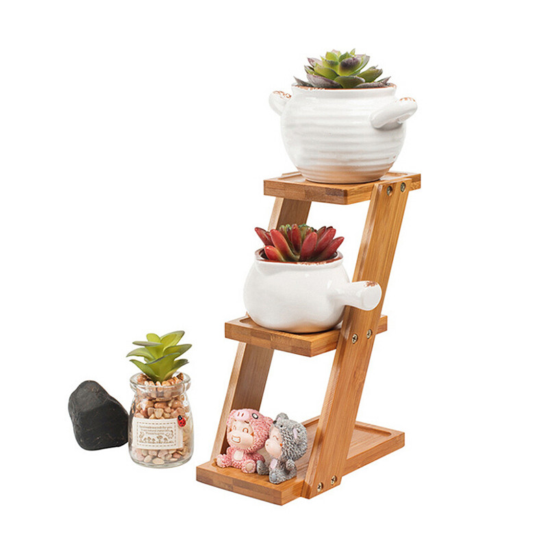 Solid Wood Multi-layer Flower Stand Folding Plant Stand Shelf Holds 3 Flower Pot air Planters Holder