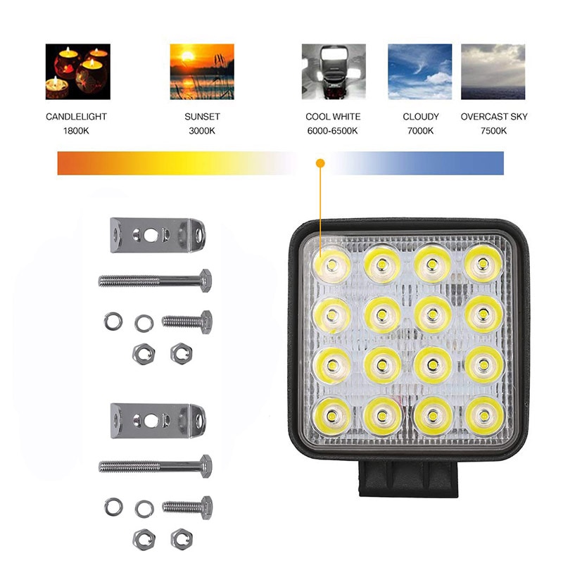 Foco LED DS 4x4/foco reflector 9-30V coche 48W 6000LM 64W 8000LM Barra de luz Led todoterreno vehículo SUV coche 12V 24V 6000K