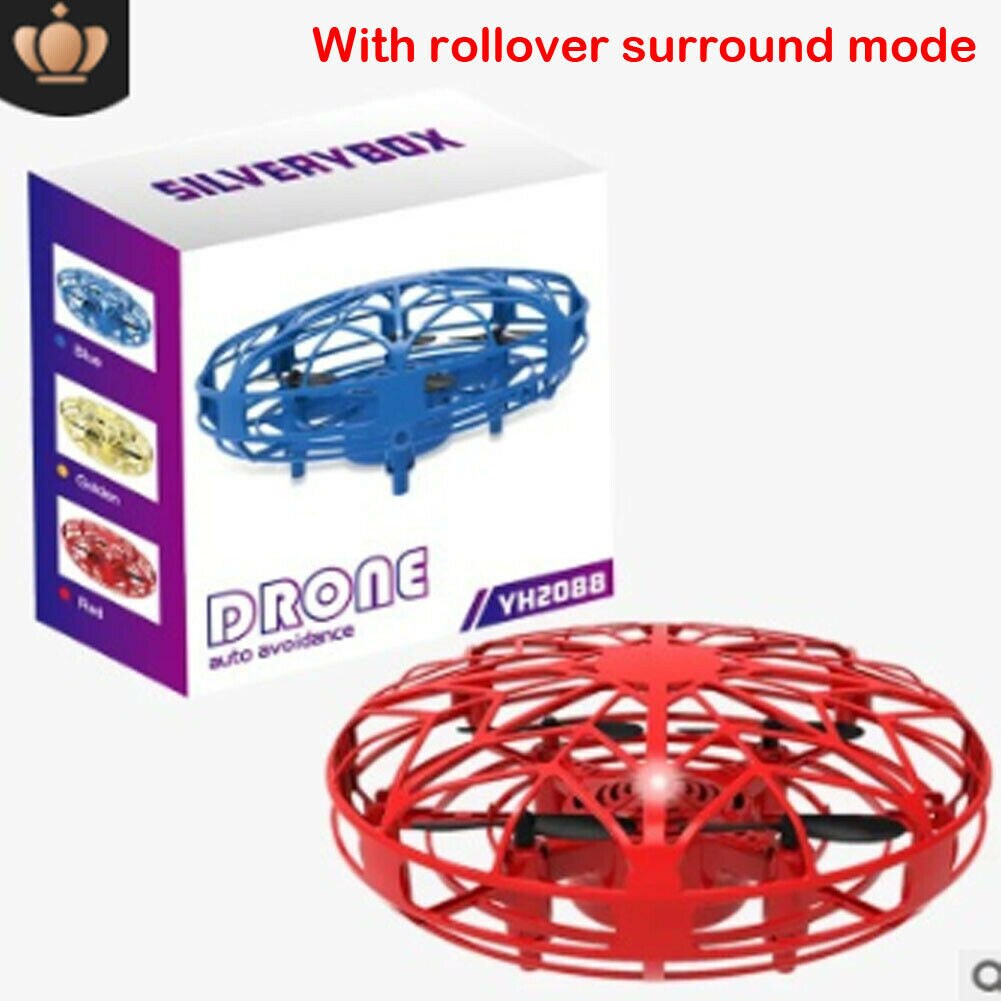 Mini Drone Quad Induction Levitation UFO LED Light USB Charging Kids Toy RC Airplanes: Red Style 2