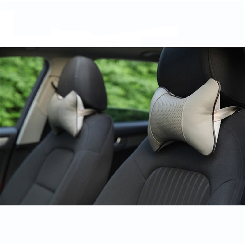 Heißer Auto Sitz Hals Kissen Auto Universal- Kopfstütze Leder Baumwolle Atmungsaktiv Komfortable Elastizität Nacken Schutz Auto Zubehör
