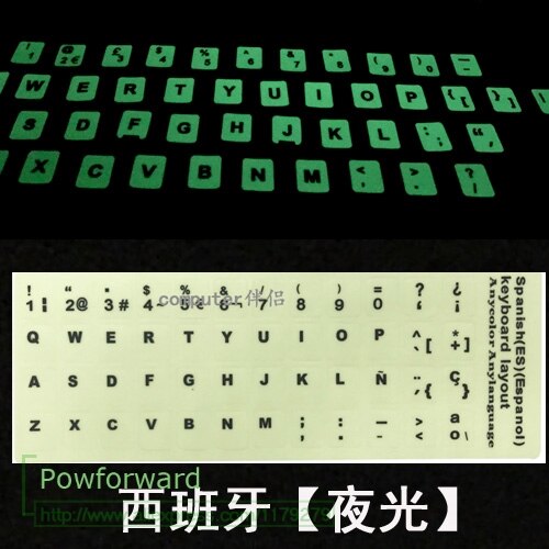 Leucht tastatur aufkleber leuchtend glühen Film Arabisch Koreanische Englisch Russisch Spanisch Italienisch Deutsch thailändisch Hebräisch Japanischen: Spanisch