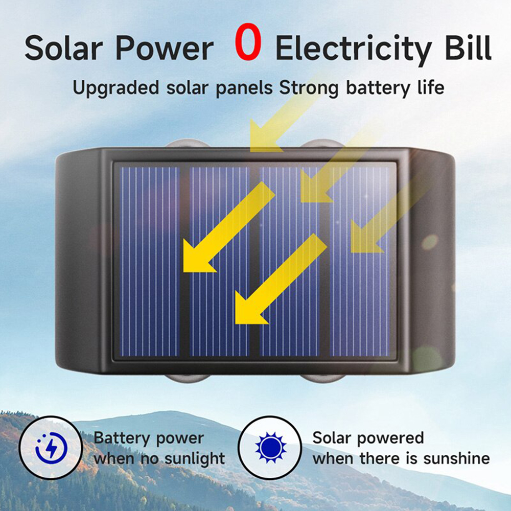 Solar Wandlamp Buiten 4/6/8/10/12/16LED Licht Waterdicht Op En neer Lichtgevende Verlichting Balkon Yard Tuin Decoratie Verlichting