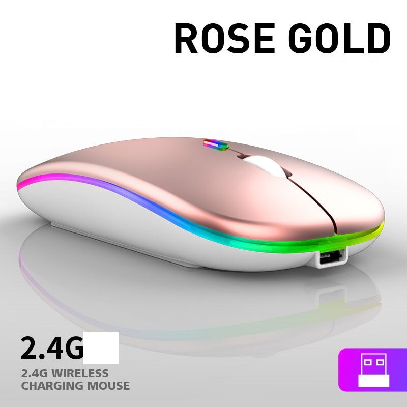 2.4G Wireless Mouse USB Rechargeable Mouse Silent Mute Office Mice Backlit Mouse Optical Ergonomic Gaming Mouse: gradient lights B