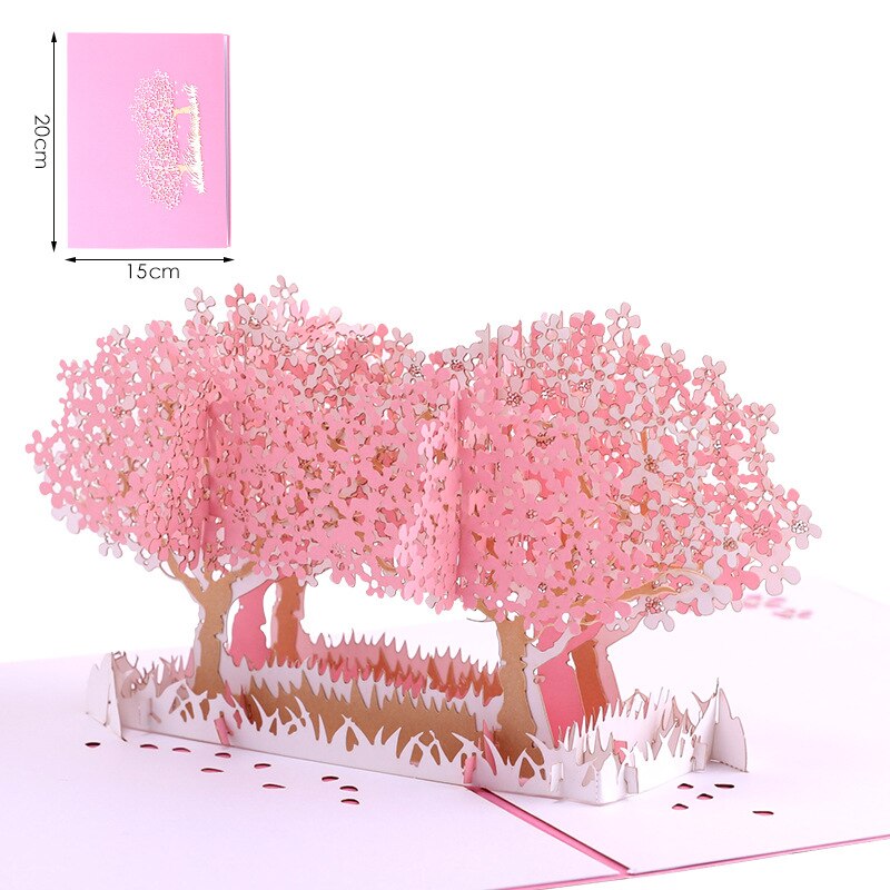 3D pop up card wedding cherry tree Invitation Card Valentine's day anniversary greeting card handmade greeting card