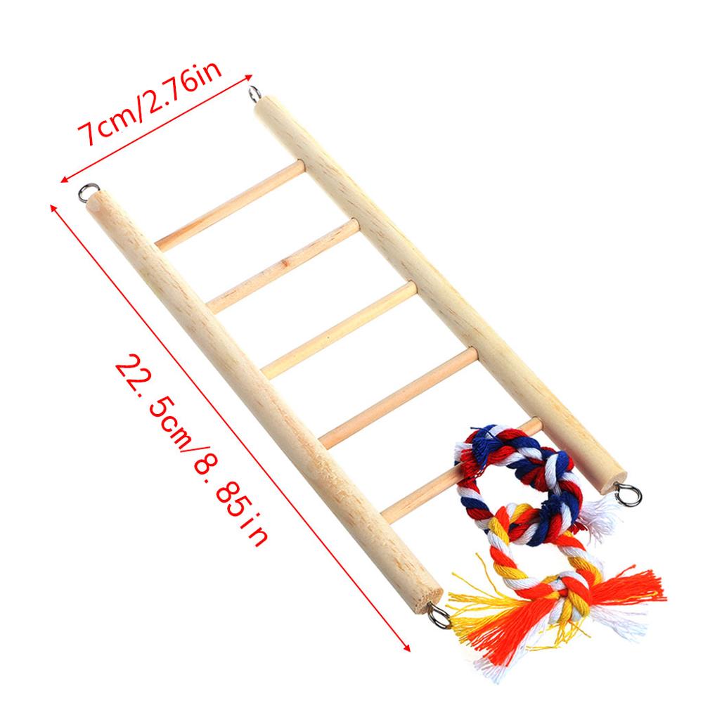 Pet Bird Wood Ladder Climb Toys Parrot Rope Macaw Parrot Bites Harness