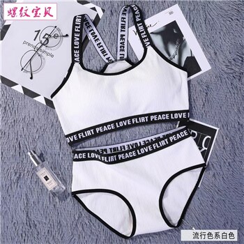 Women Bra set Brassiere Fitness Tank Top Female Wireless Bra Push Up Bra set: white bra set