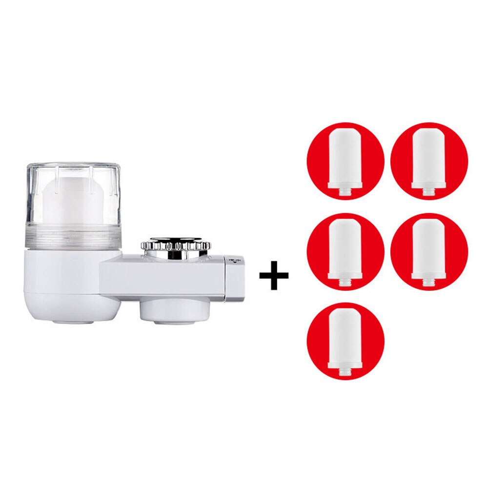 Tap Water Purifier Clean Kitchen Faucet Washable Ceramic Percolator Water Filter Filtro Rust Bacteria Removal Replacement Filter: Silver